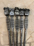 Dogs Head Hand Forged Fire Poker