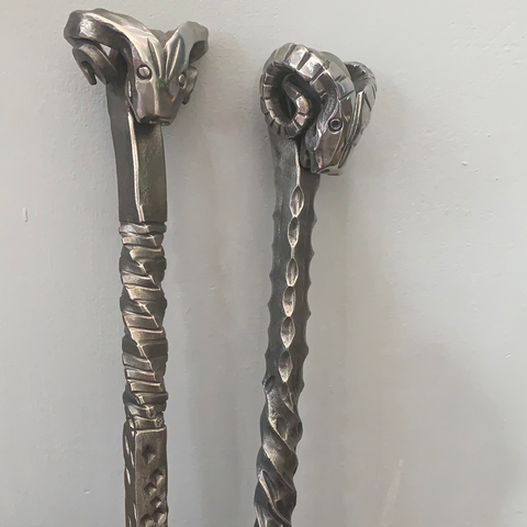 Rams Head Hand Forged Fire Pokers